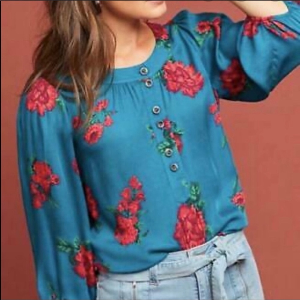Anthropologie Maeve Floral Shirt Size S